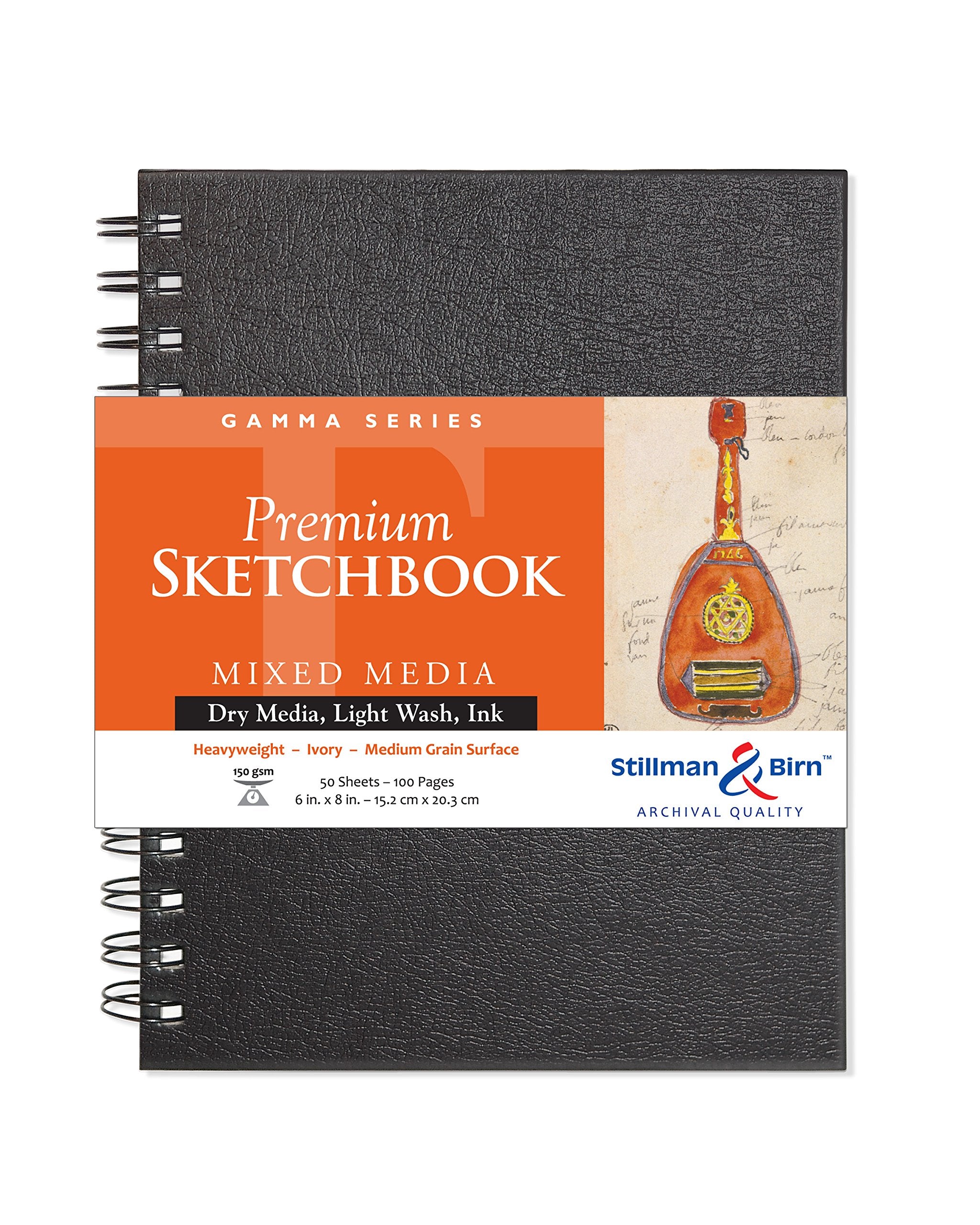 Serie Gamma de Stillman & Birn: cuaderno de bocetos encuadernado con alambre, vertical, 6 x 8, papel marfil de 150 g/m²