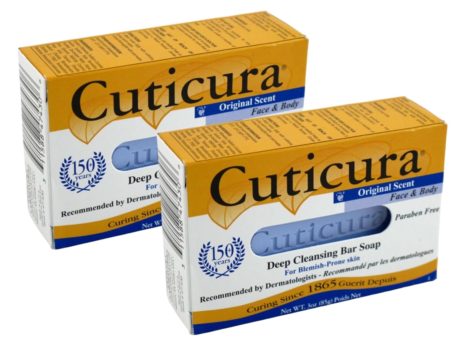Cuticura Deep Cleansing Face and Body Soap - Original Scent - 3 Oz (2-Pack)