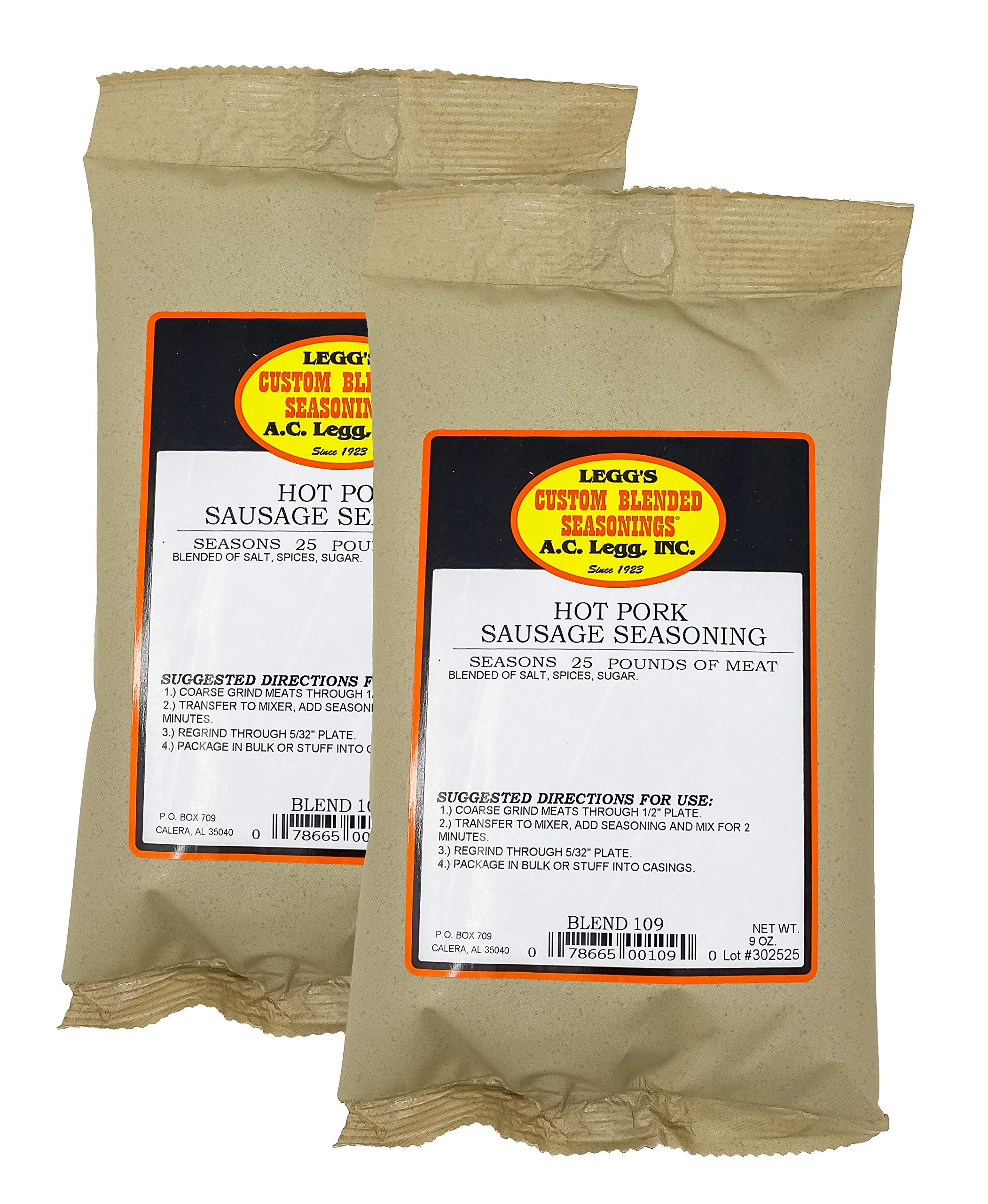 Condimento para salchichas de cerdo picante AC Legg, 9 onzas, paquete de 2