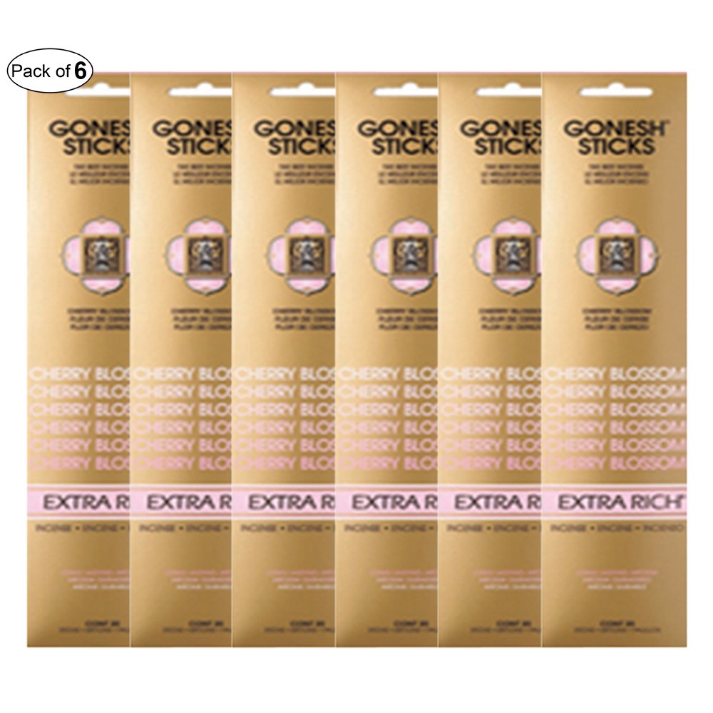 Gonesh Incense Extra Rich- Cherry Blossom (20 Sticks in 1 Pack) (Pack of 6)