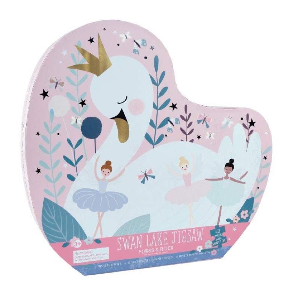 Puzzle en forme de cygne enchanté Floss & Rock 42P6325 avec boîte en forme, ensemble de 40 pièces