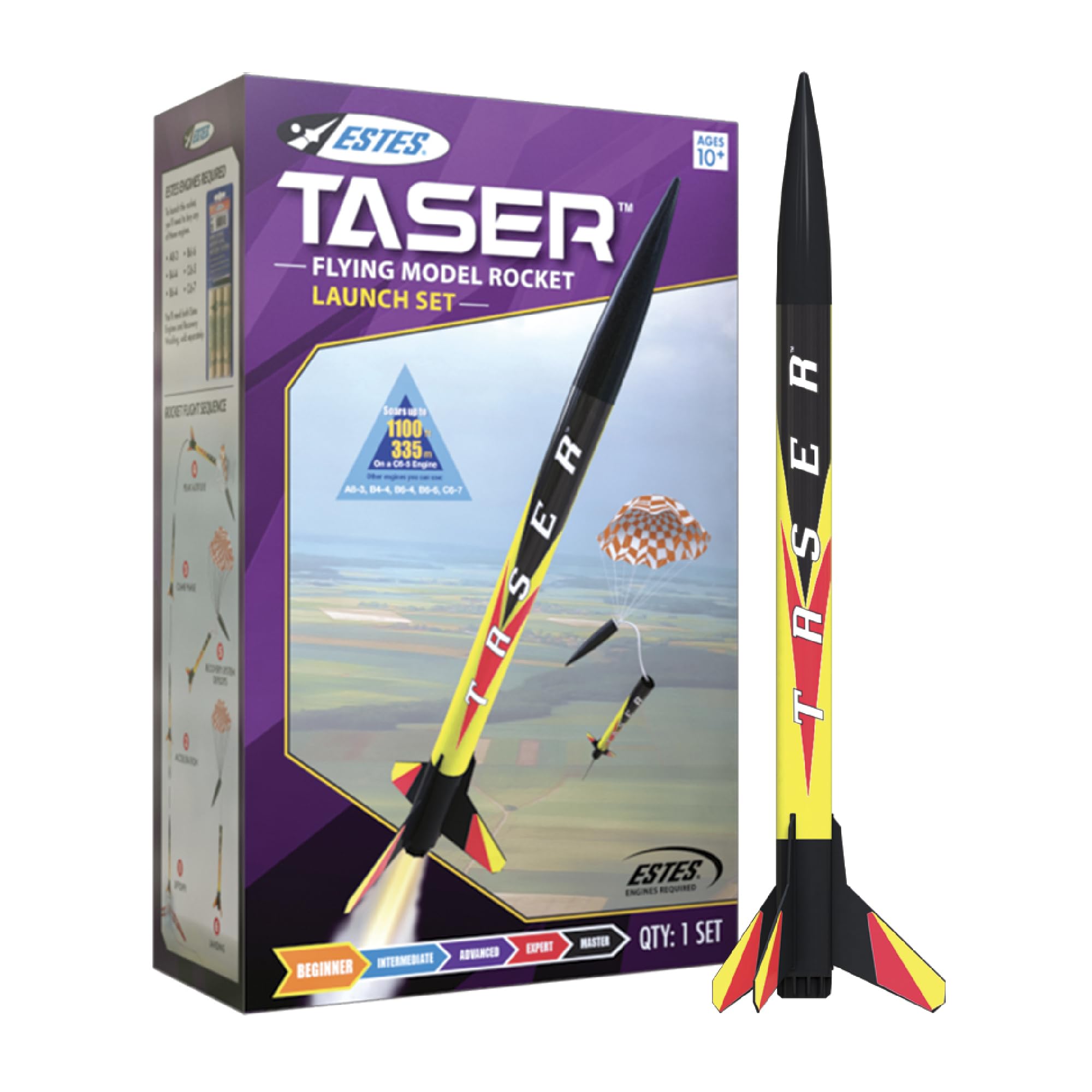 Estes 1491 Taser Rocket Launch Set, Beginner Flying-Rocket-Model Building Kit, Includes Launch Pad System