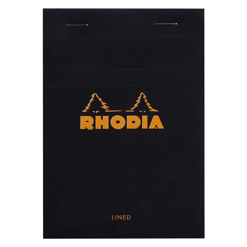 Rhodia Staplebound Notepad - Lined 80 sheets - 4 x 6 - Black cover