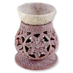 Triloka Soapstone Essential Oil Diffuser - Flower and Vines