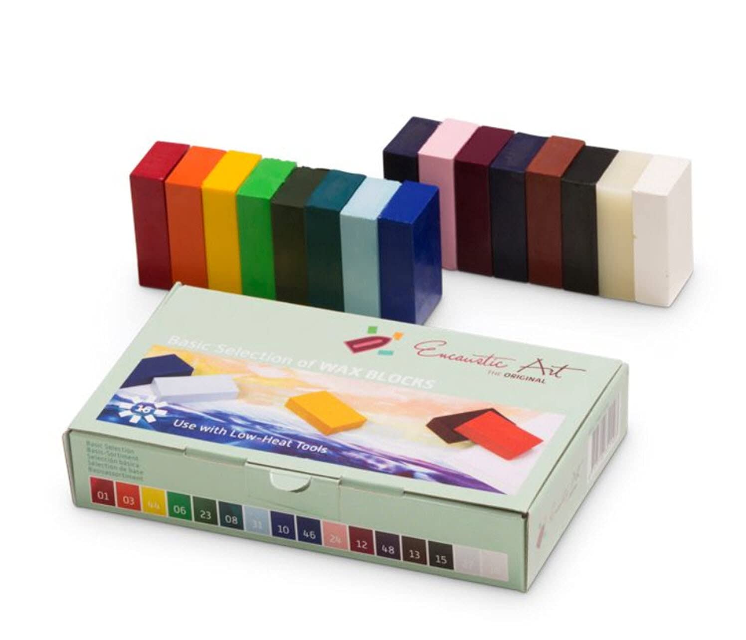 Encaustic Art The Original - BASIC SELECTION Lot de 16 blocs de cire encaustique - Non toxique, cire d'abeille pour fournitures d'art encaustique - Fabriqué à la main en Allemagne