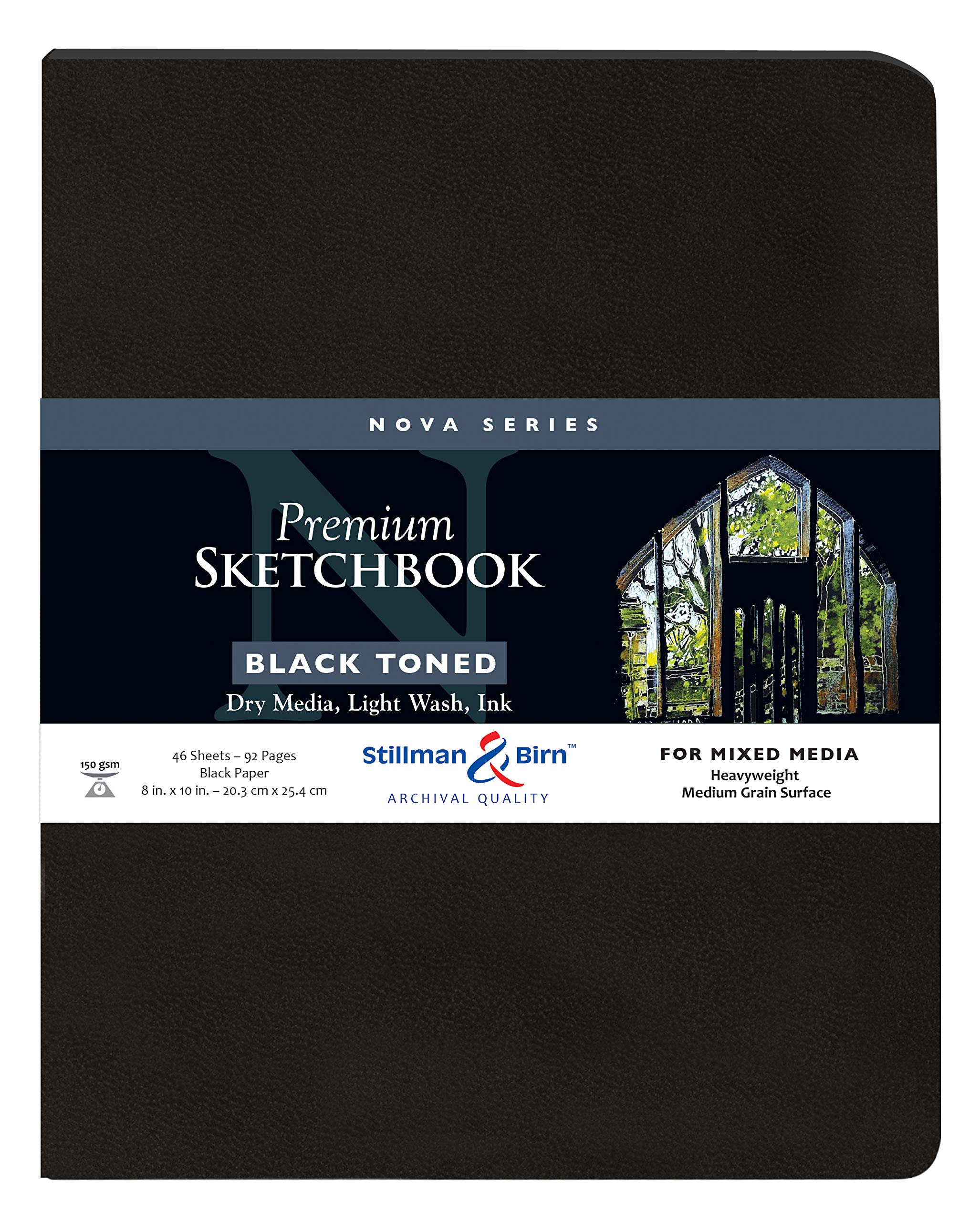 Serie Nova de Stillman & Birn: cuaderno de bocetos de tapa blanda, formato vertical de 8 x 10, papel negro de 150 g/m²