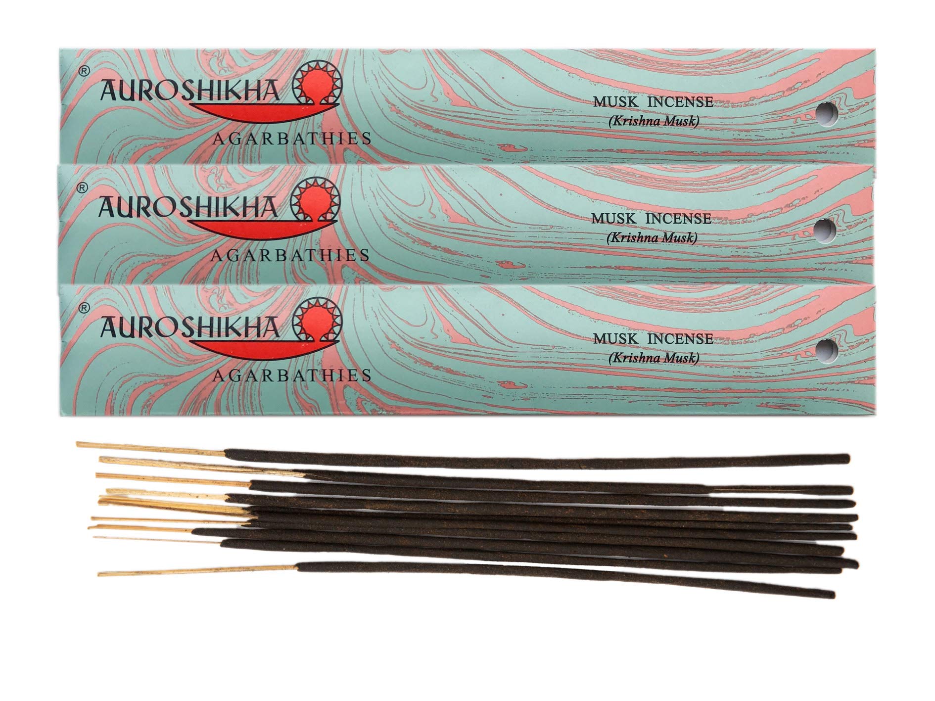 (Paquete de 3) Incienso de almizcle Auroshikha, 10 varillas