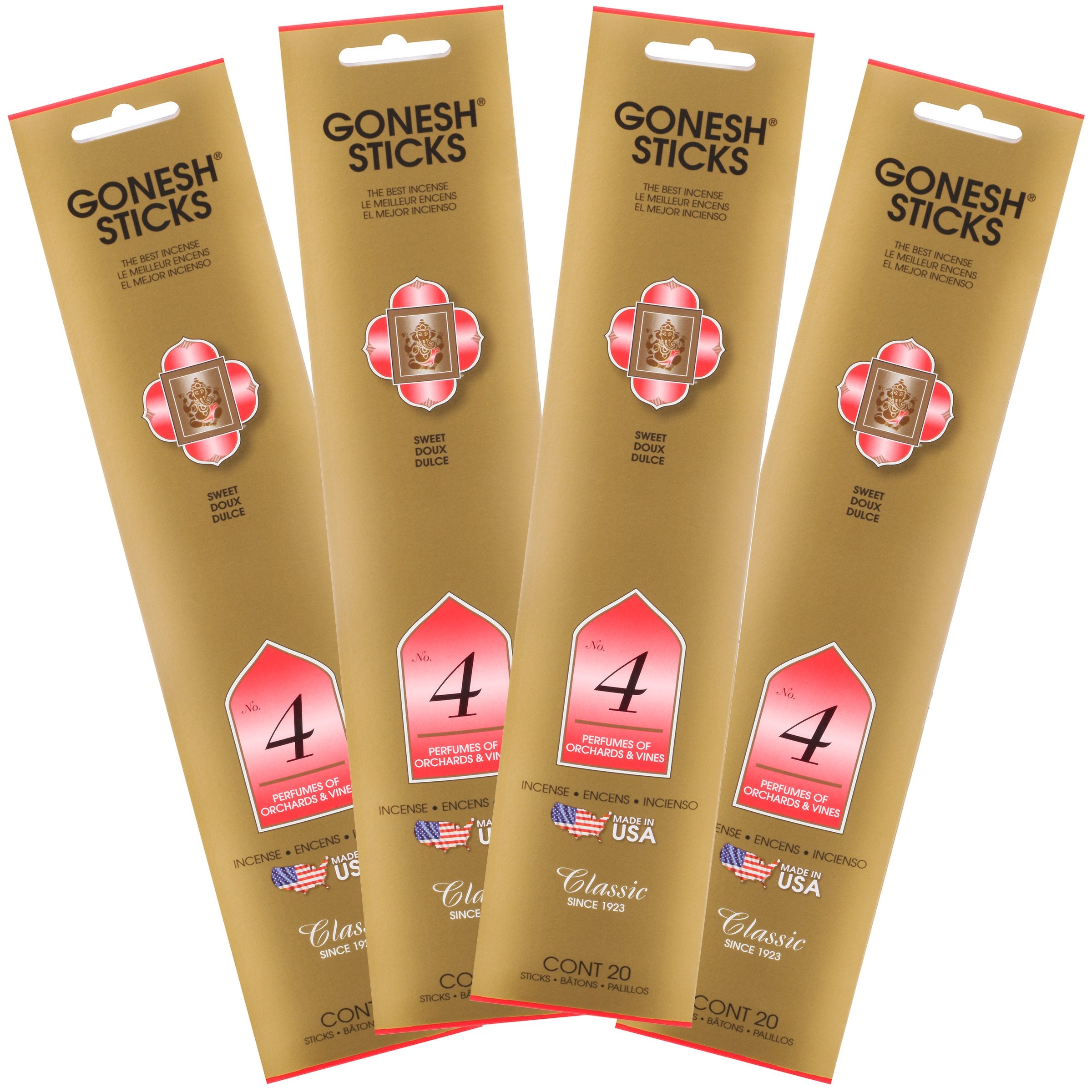 Incienso Gonesh Classic Collection n.º 4 (paquete de 4), 4 piezas