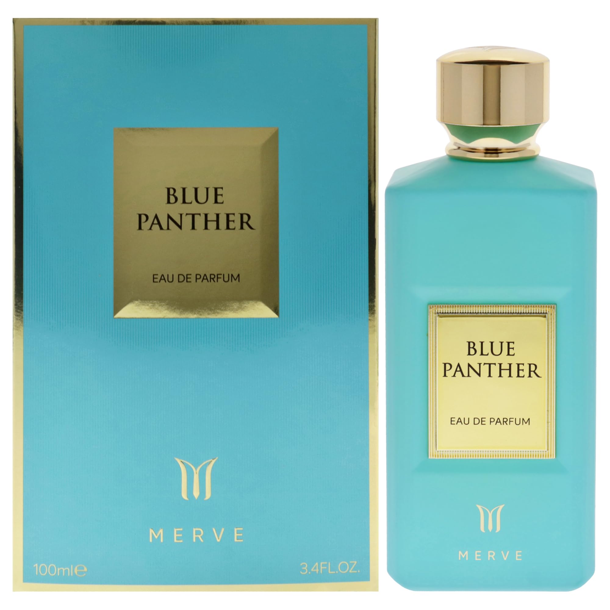Merve Blue Panther Eau de Parfum Men Floral Woody Vanilla Scent 3.4 oz Spray