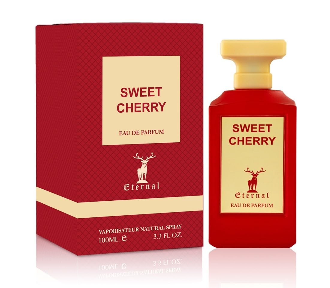 Khalis Sweet Cherry Eternal Collection Eau de Parfum for Women, Fruity Floral Fragrance with Juicy Cherry Vanilla and Warm Sweetness, 3.4 oz Spray