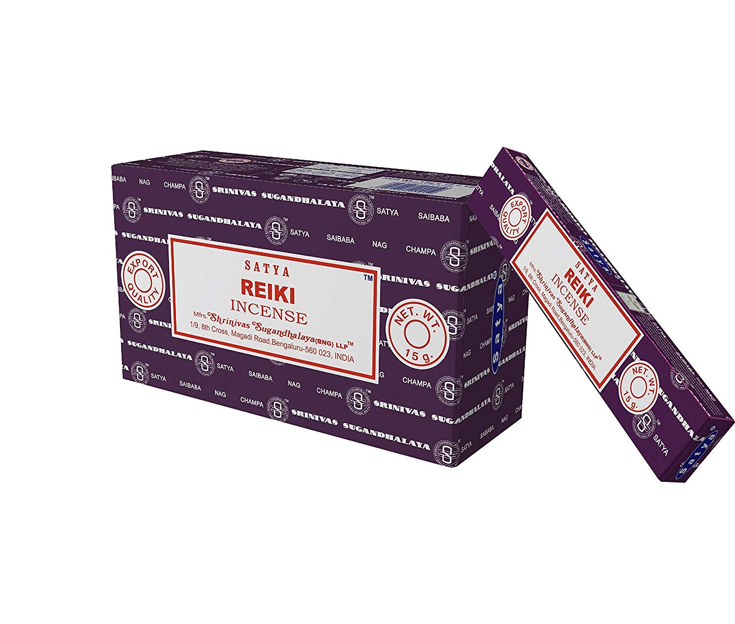 Encens Reiki Satya, 180 grammes (12 boîtes de 15 grammes)