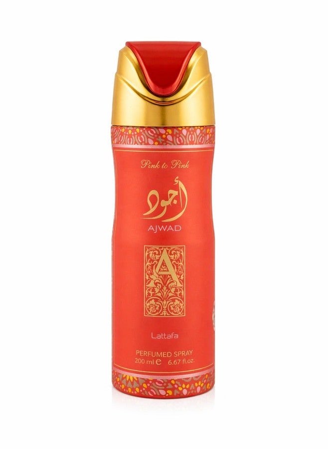 Lattafa Ajwad Pink To Pink Perfumed Body Spray for Unisex 6.7 Ounce (200 ml)