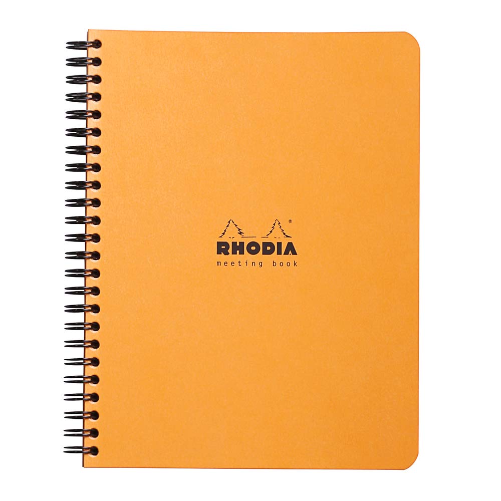 Cuaderno de reuniones Rhodia, papel de 80 g, rayado, 80 hojas, 6 1/2 x 8 1/4, tapa naranja
