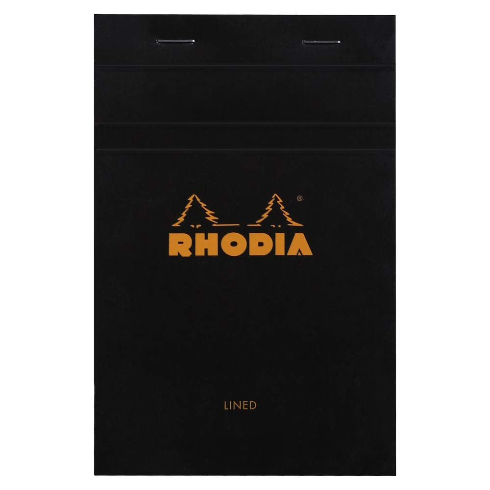 Rhodia Staplebound Notepad - Lined 80 sheets - 4 3/8 x 6 3/8 - Black cover