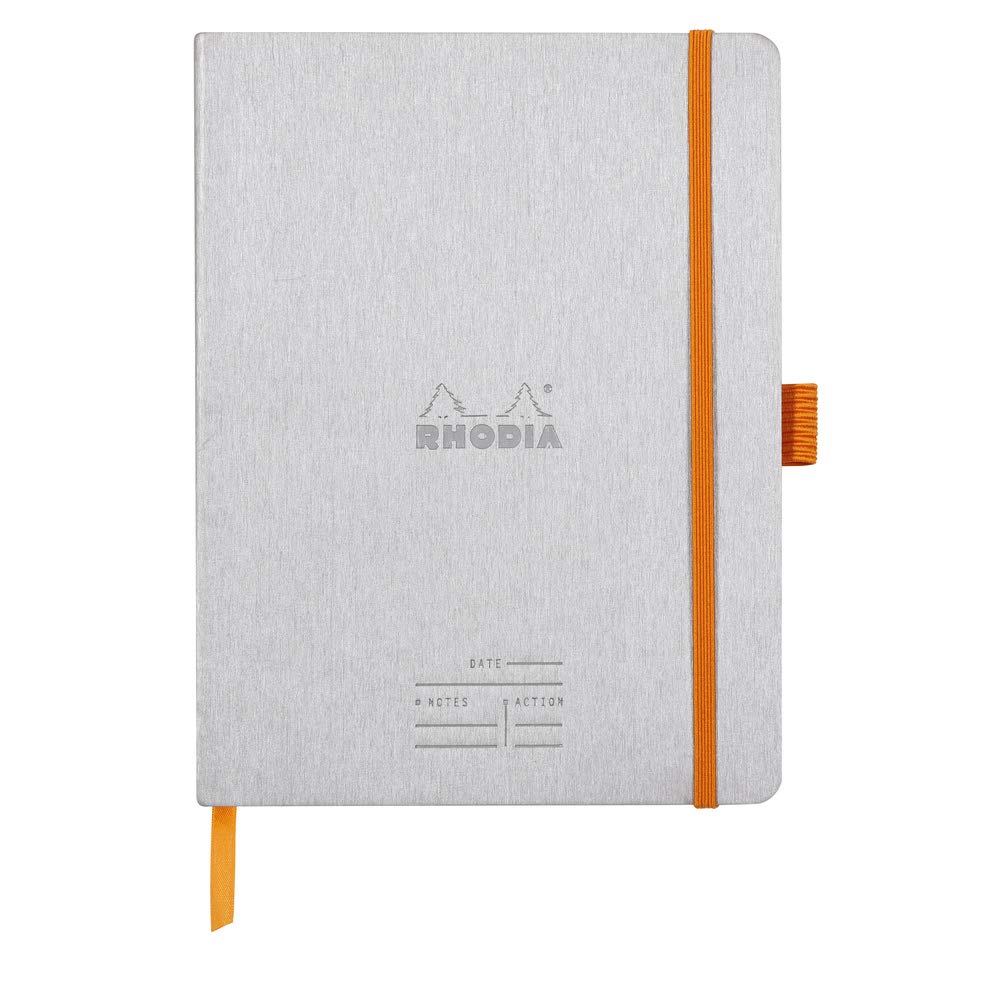 Rhodiarama Italian Leatherette Meeting Book A5+ Silver 6x8.25