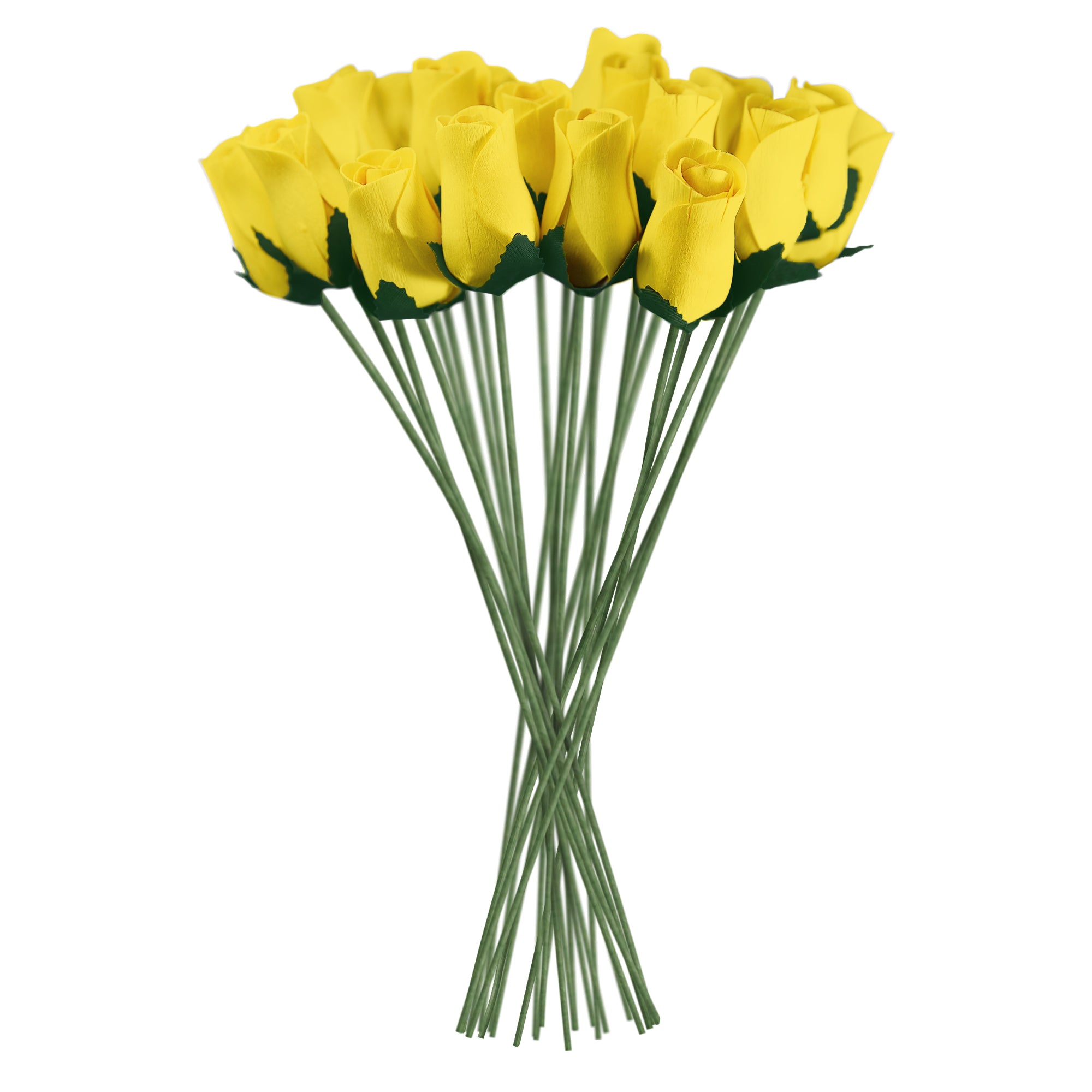 Rosas de madera realistas de color amarillo, 32 unidades