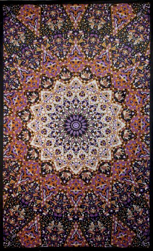 Tapiz de mandala con estrellas de la India que brilla en la oscuridad Sunshine Joy