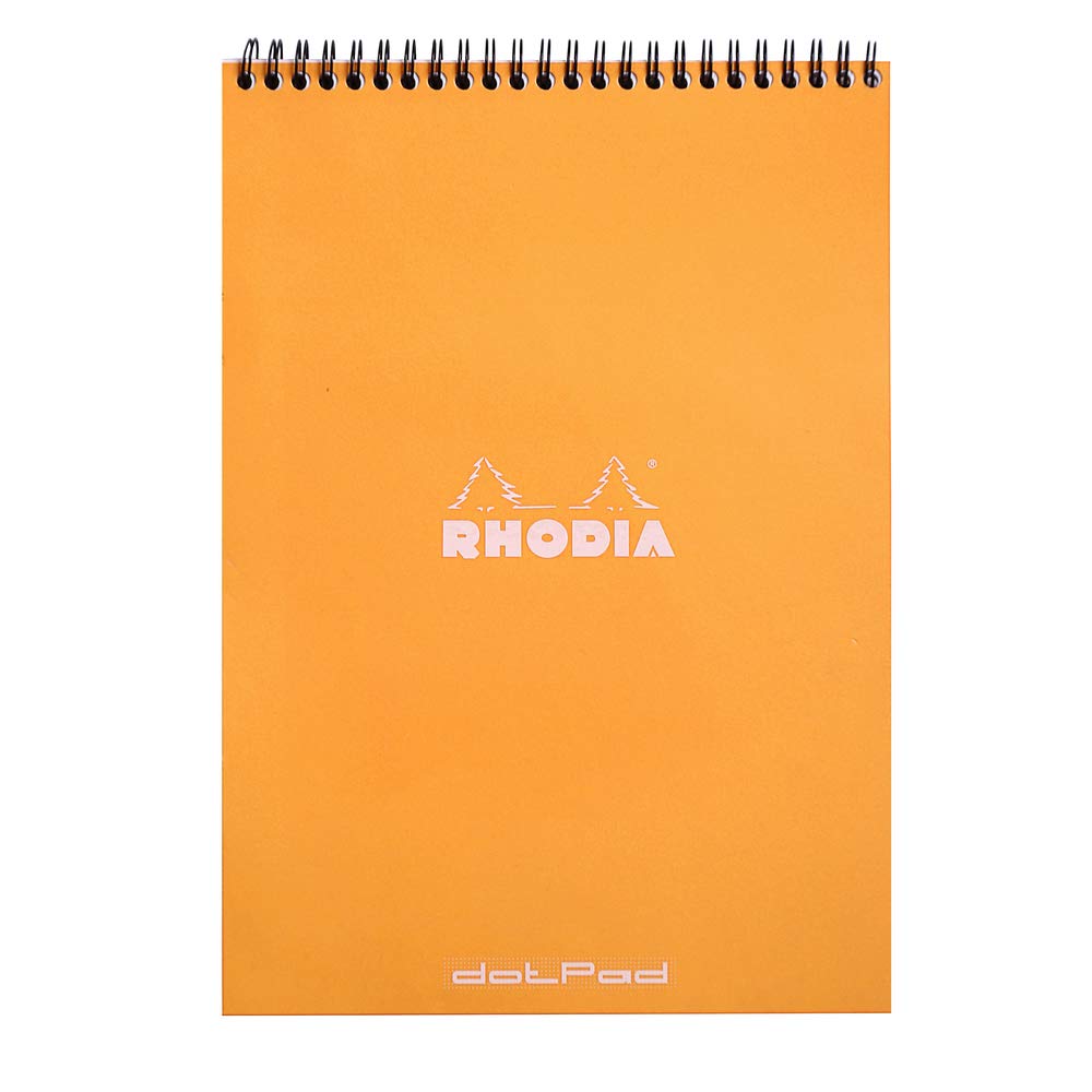 Rhodia Wirebound Notepad - Dot grid 80 sheets - 8 1/4 x 11 3/4 - Orange cover