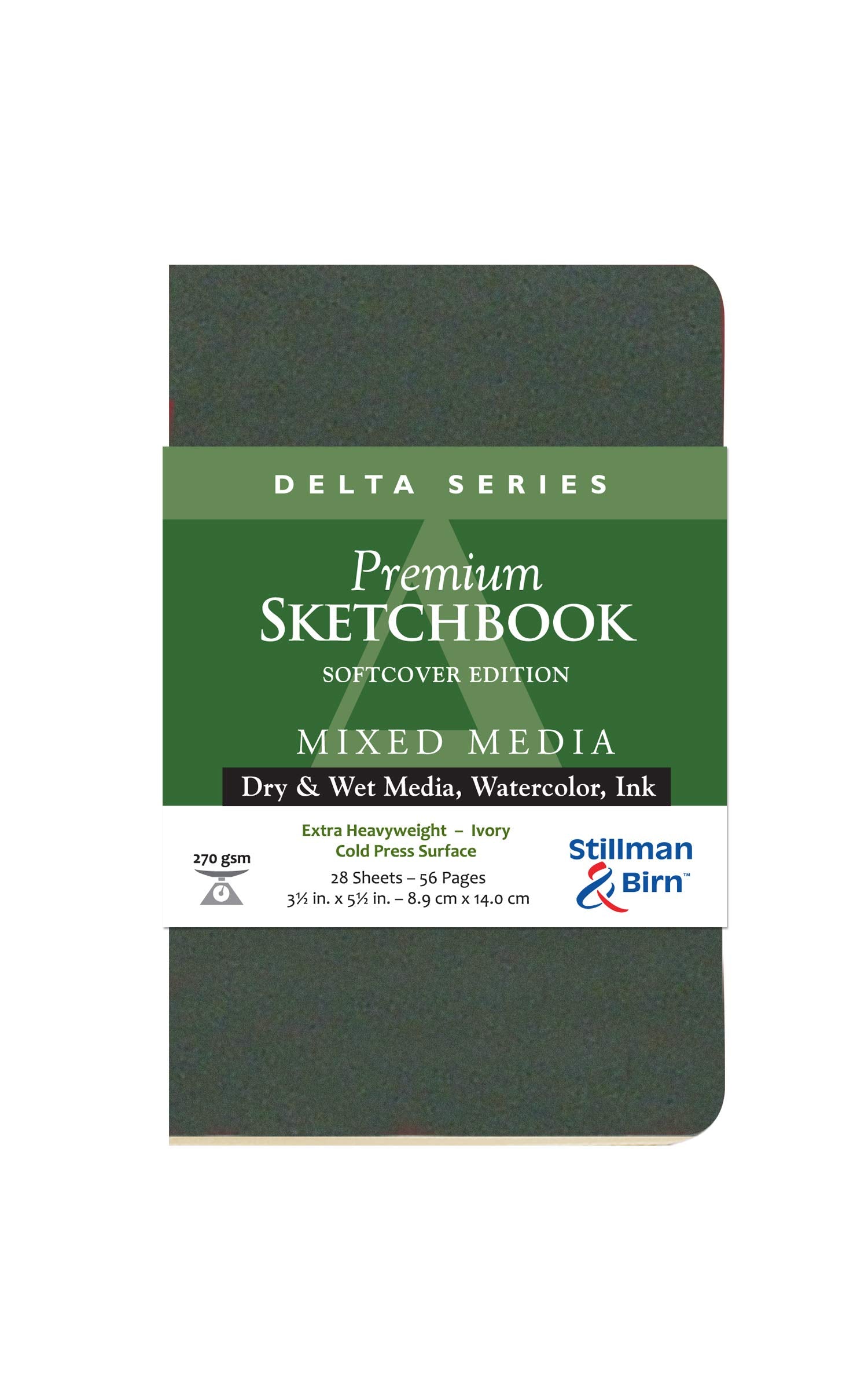 Serie Delta de Stillman & Birn: cuaderno de bocetos de tapa blanda, vertical, 3 x 5, papel marfil de 270 g/m²