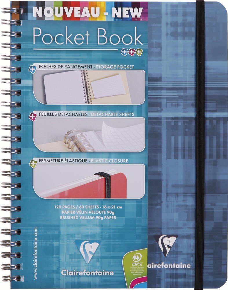 Clairefontaine Wirebound Notebook - Ruled w/ elastic closure 60 sheets - 6 x 8 1/4