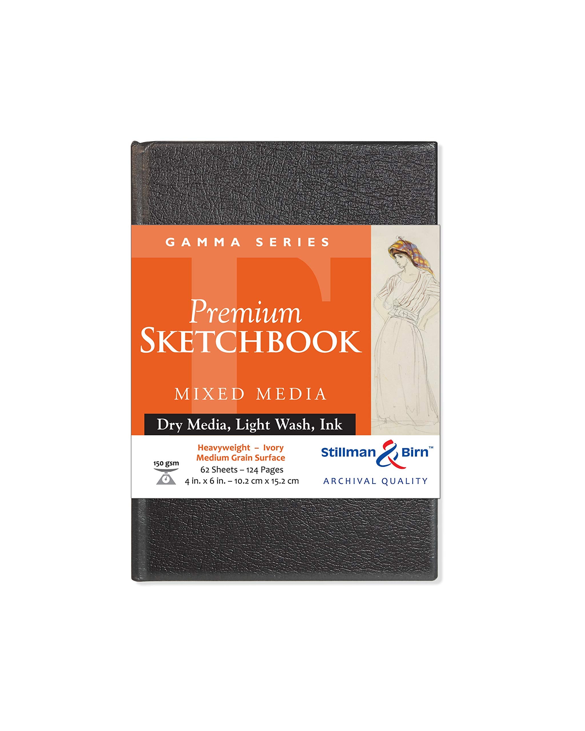 Serie Gamma de Stillman & Birn: cuaderno de bocetos de tapa dura, vertical, 4 x 6, papel marfil de 150 g/m²