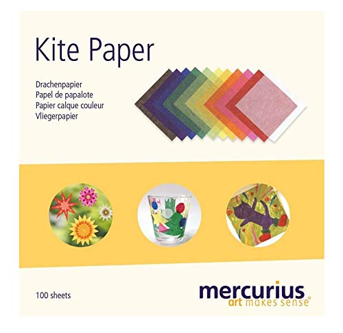 Papel para cometas Mercurius AMS, 100 hojas, 11 colores, cuadrados de 6,25"