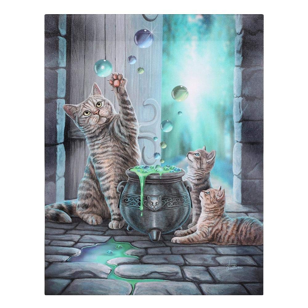 Impresión artística en lienzo de Lisa Parker Kittens "Hubble Bubble" Placa de pared con marco de madera de 10 x 7,5 pulgadas