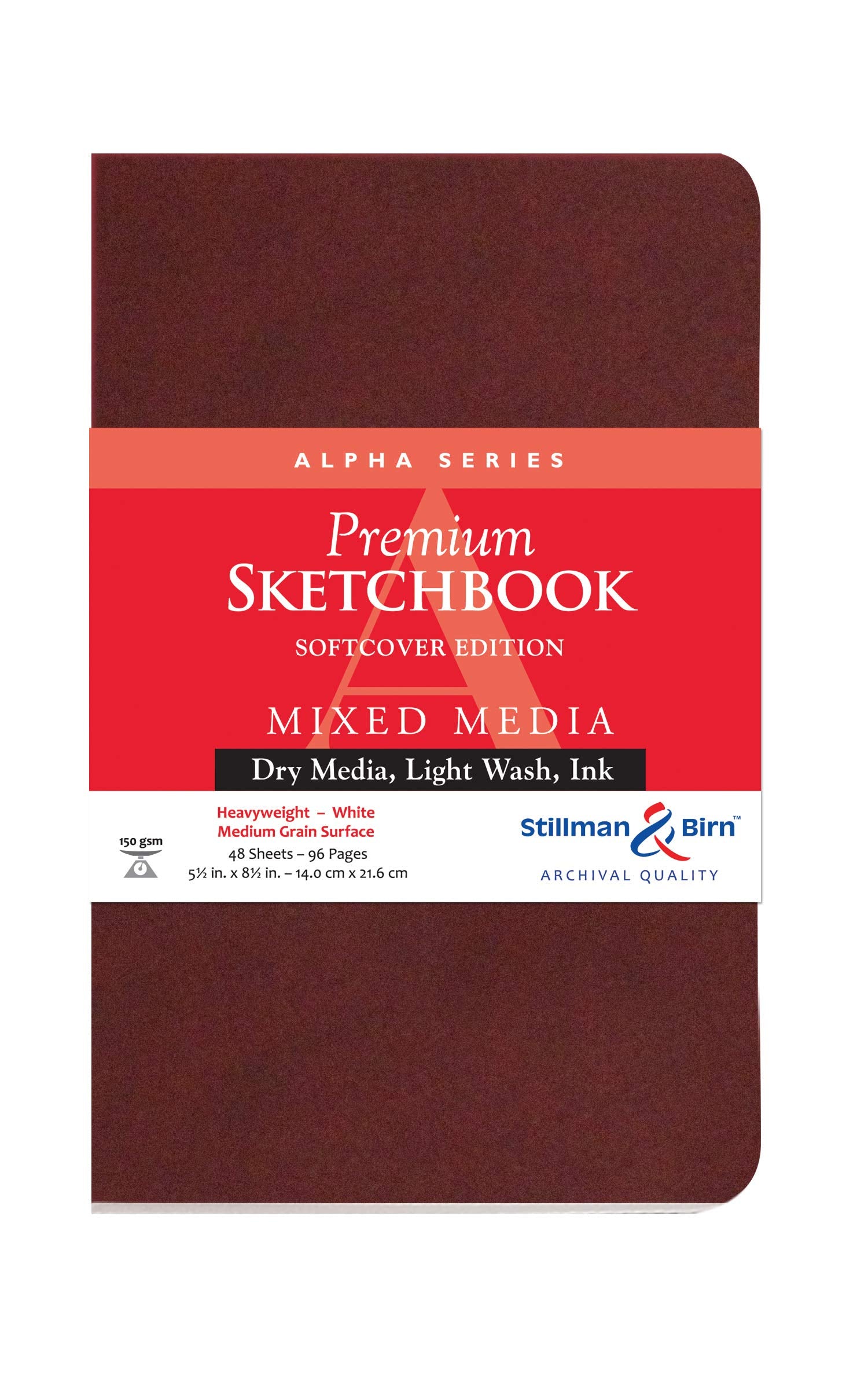 Cuaderno de bocetos de tapa blanda de la serie Alpha de Stillman & Birn, formato vertical de 5 x 8 pulgadas, papel blanco de 150 g/m²