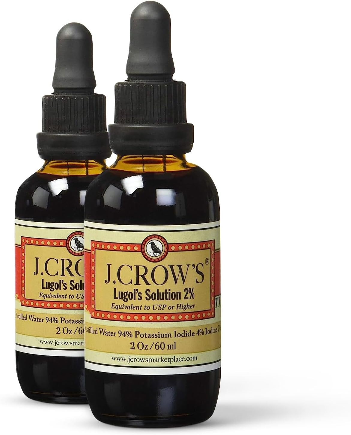 Lot de 2 solutions iodées de Lugol de J. Crow, 2 oz