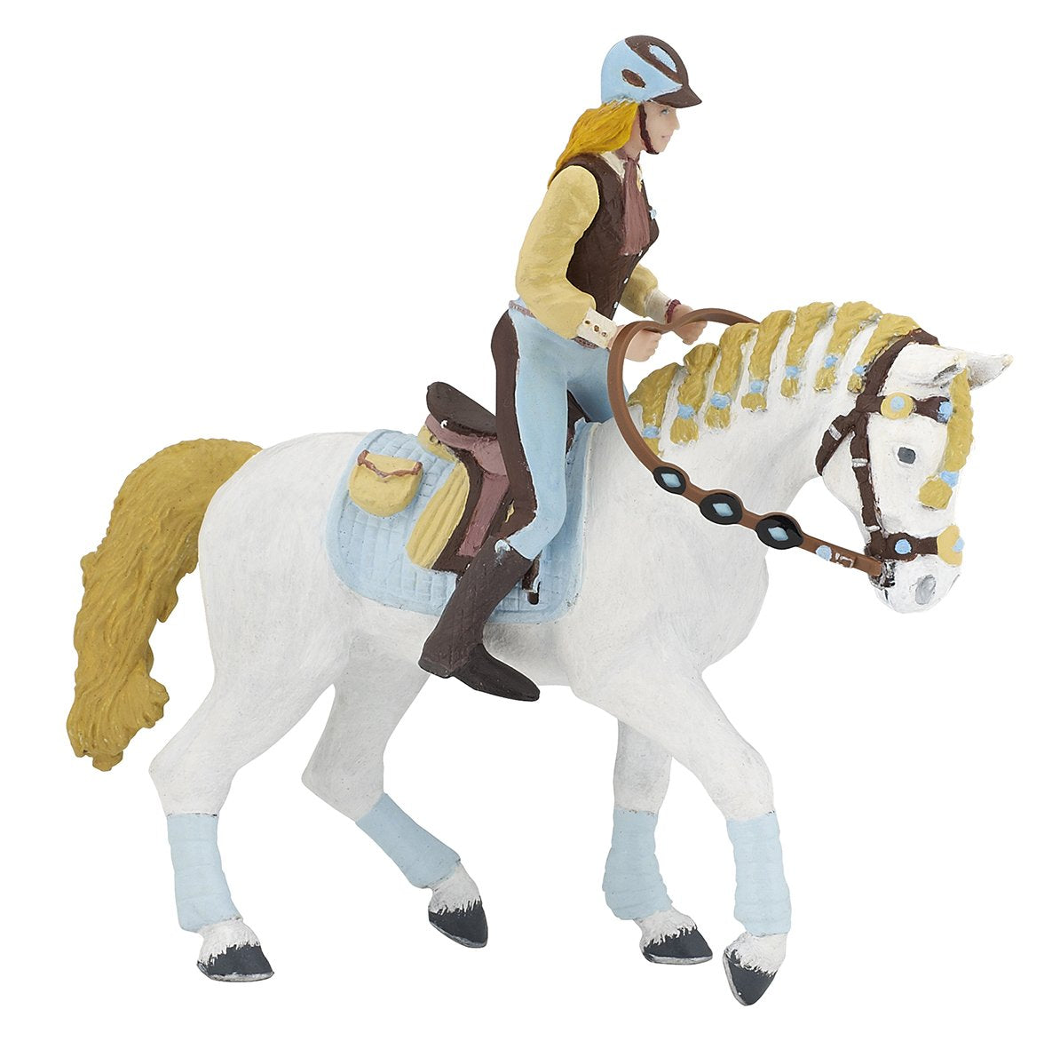 Papo Trendy Riding Women's Horse Blue (New Color) - Hand Painted Figurine - Heirloom Quality Collectible (51545)