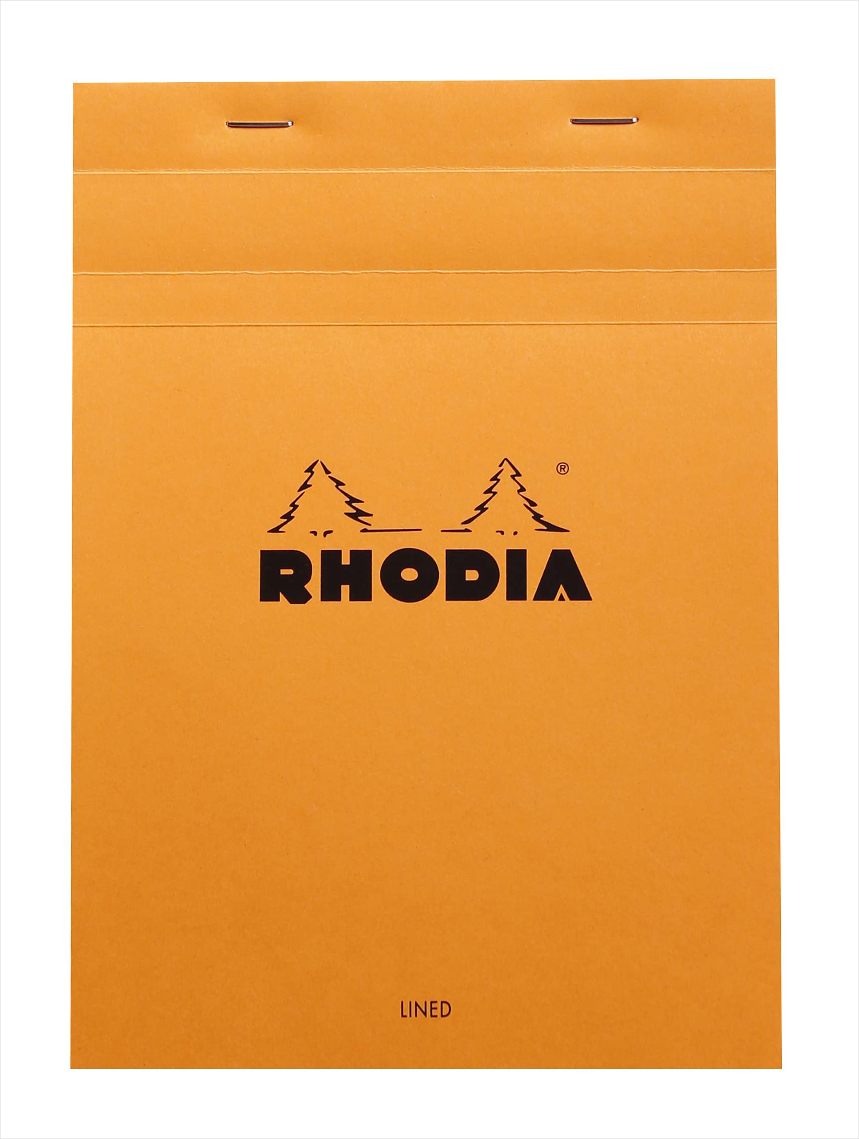 Bloc de notas Rhodia con grapas, rayado y margen, 80 hojas, 6 x 8 1/4, tapa naranja