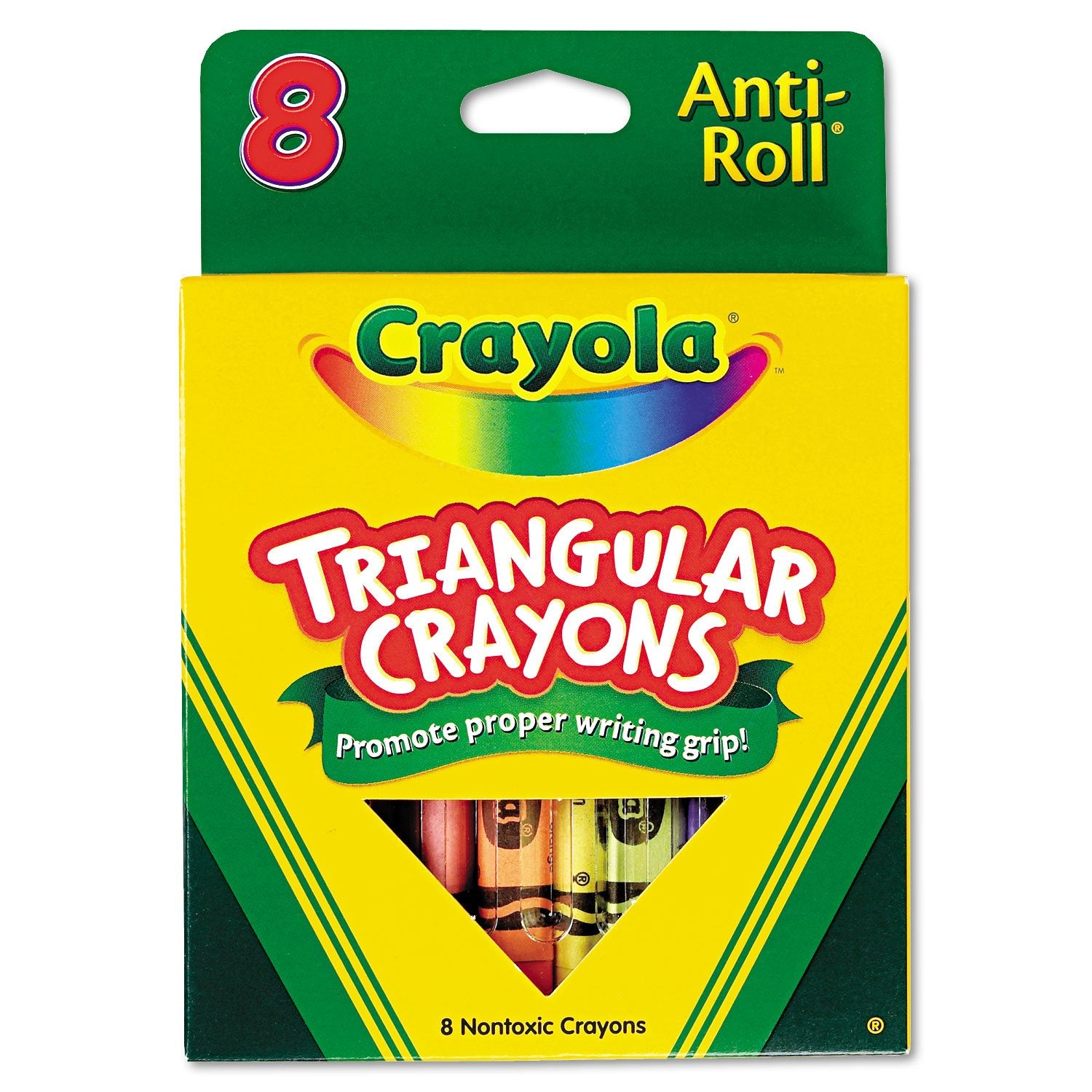 Crayola Anti-Roll Triangular Crayons, 8 Classic Colors
