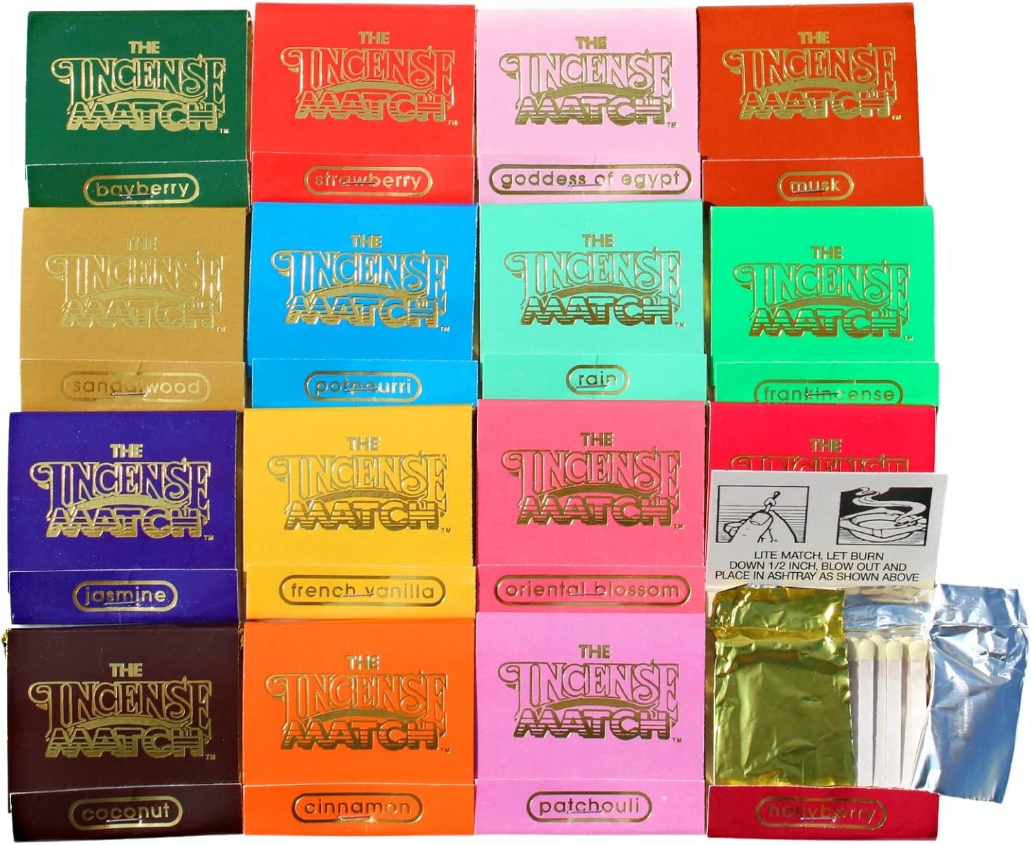 Set of 16 Books of Incense Matches - One of Each of the 16 Scents