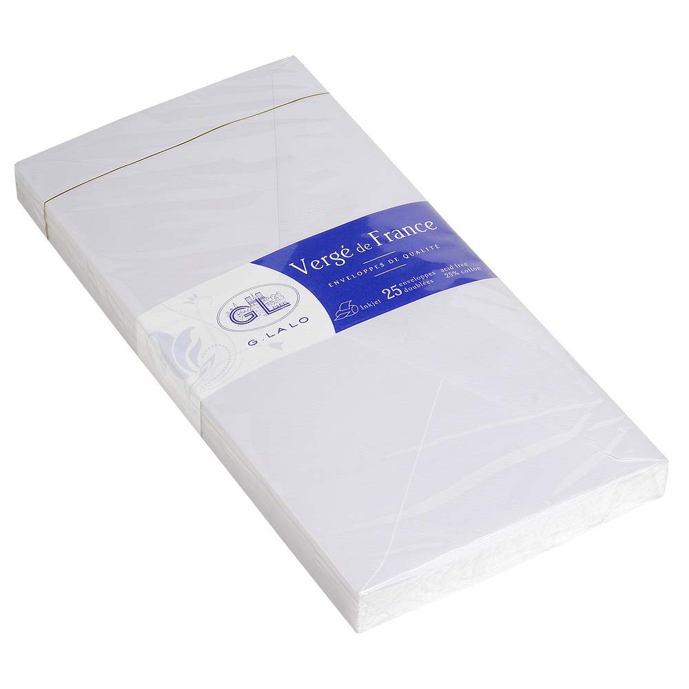 G. Lalo "Verg de France" 25 enveloppes assorties 127/ - 4 1/4 x 8 1/2 - Blanc