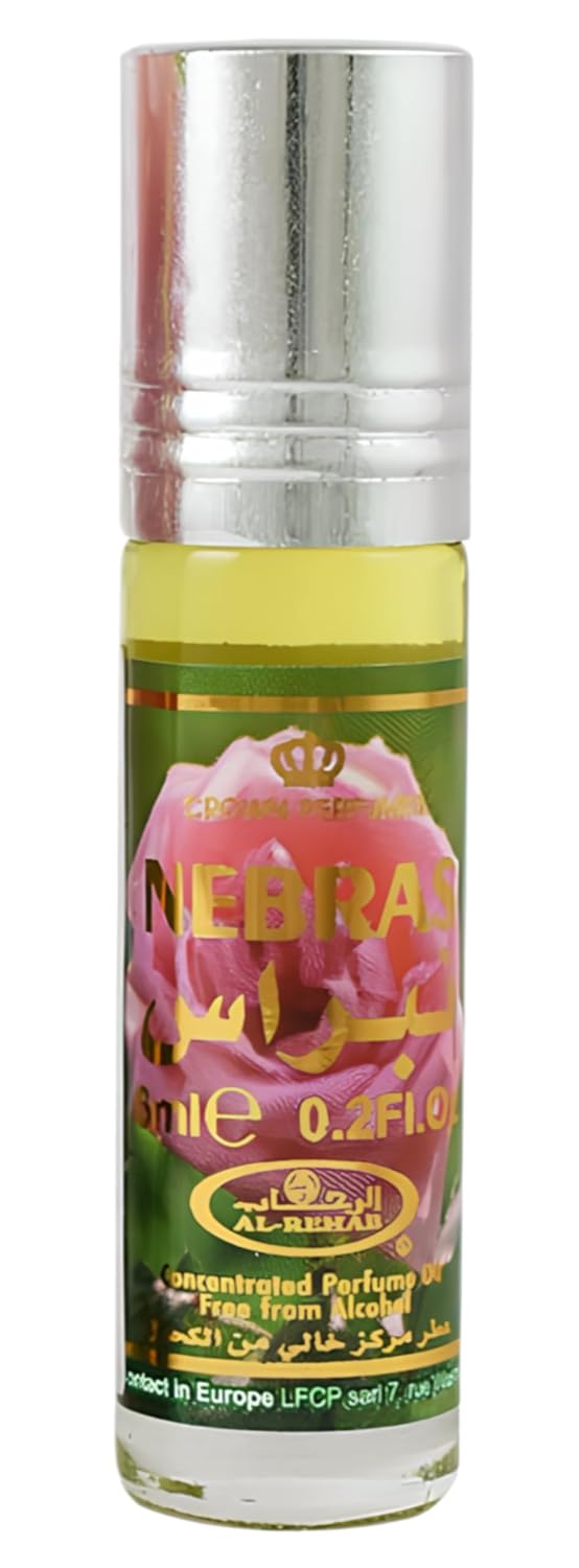 Al Rehab Nebras Roll-On Perfume Oil, Floral Citrus Musk, 0.2 Fl Oz