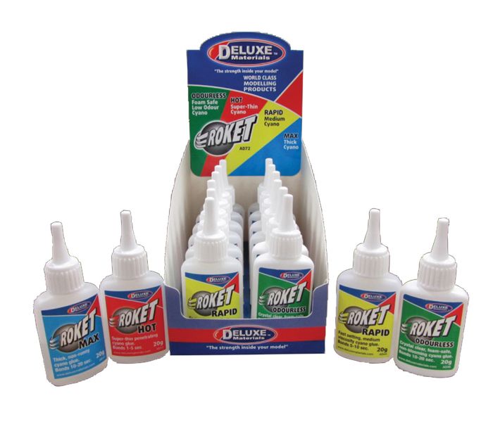 Deluxe Materials Roket Cyano Super Glue Assortment, 12 Pack