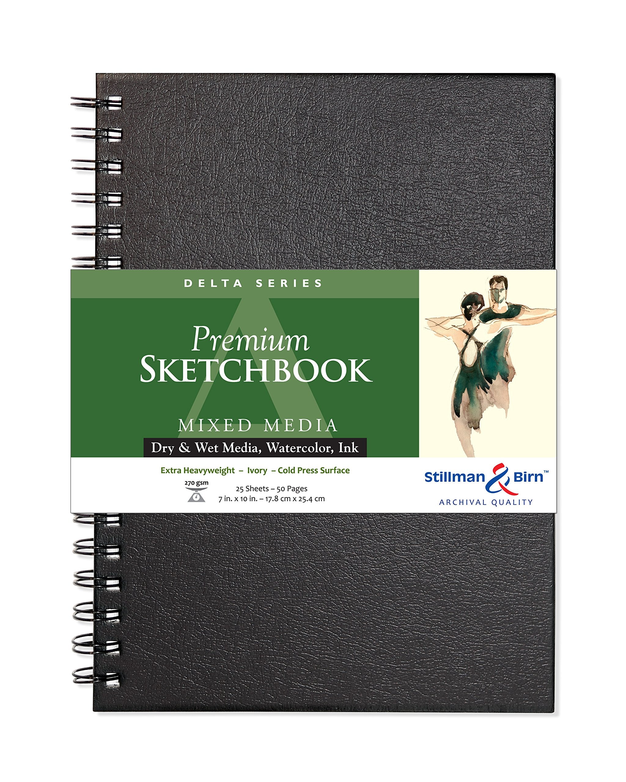 Serie Delta de Stillman & Birn: cuaderno de bocetos encuadernado con alambre, vertical, 7 x 10, papel marfil de 270 g/m²