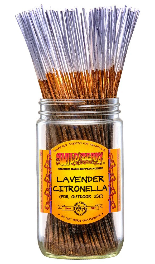 Wild Berry Lavender Citronella Incense Sticks, 100 Count Hand-Dipped Aromatic Incense