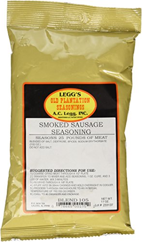 AC Legg Old Plantation Smoked Sausage Seasoning, 11 Ounces