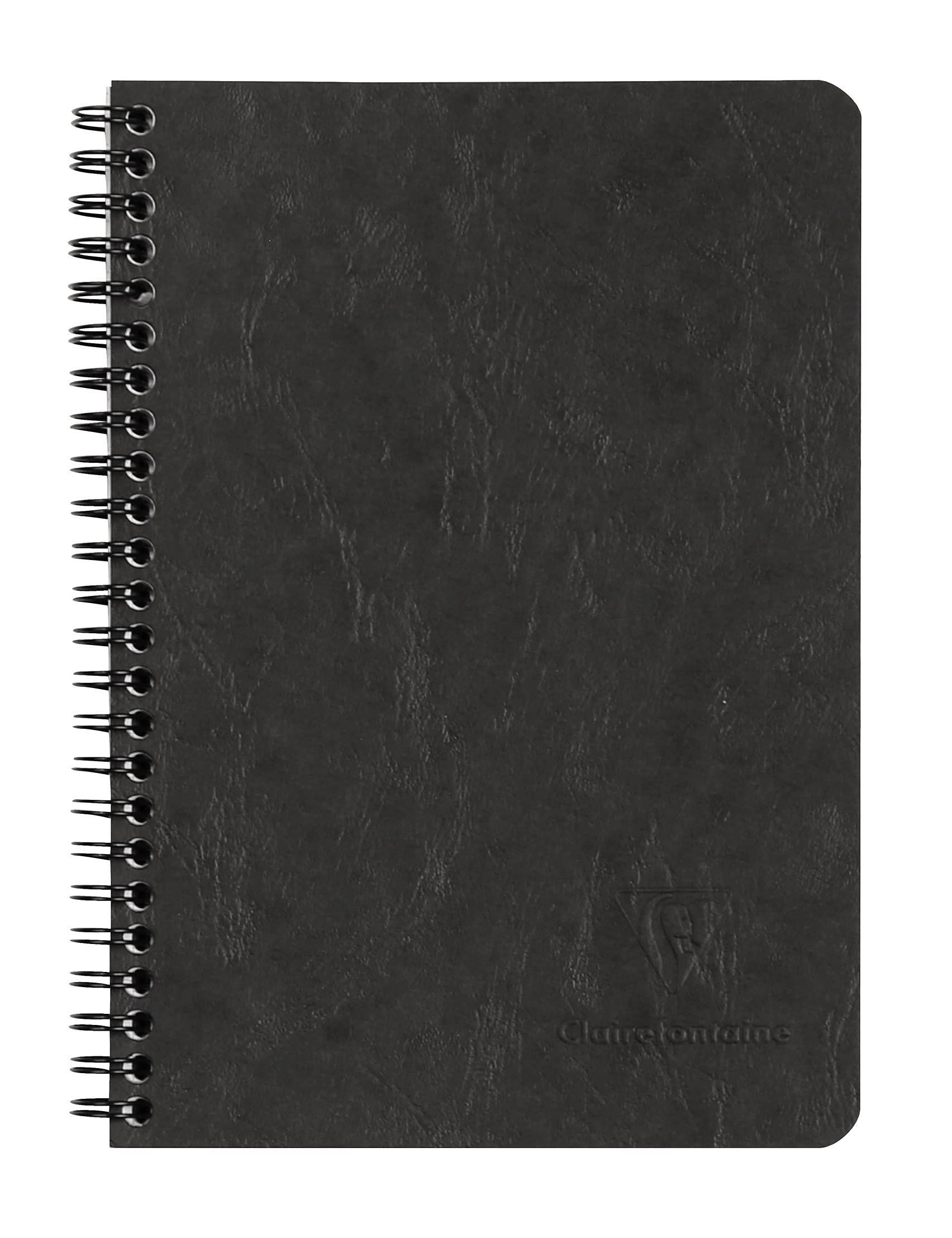Cuaderno básico Clairefontaine con espiral y 3 bolsillos, con rayas, 60 hojas, 6 x 8 1/4, color negro