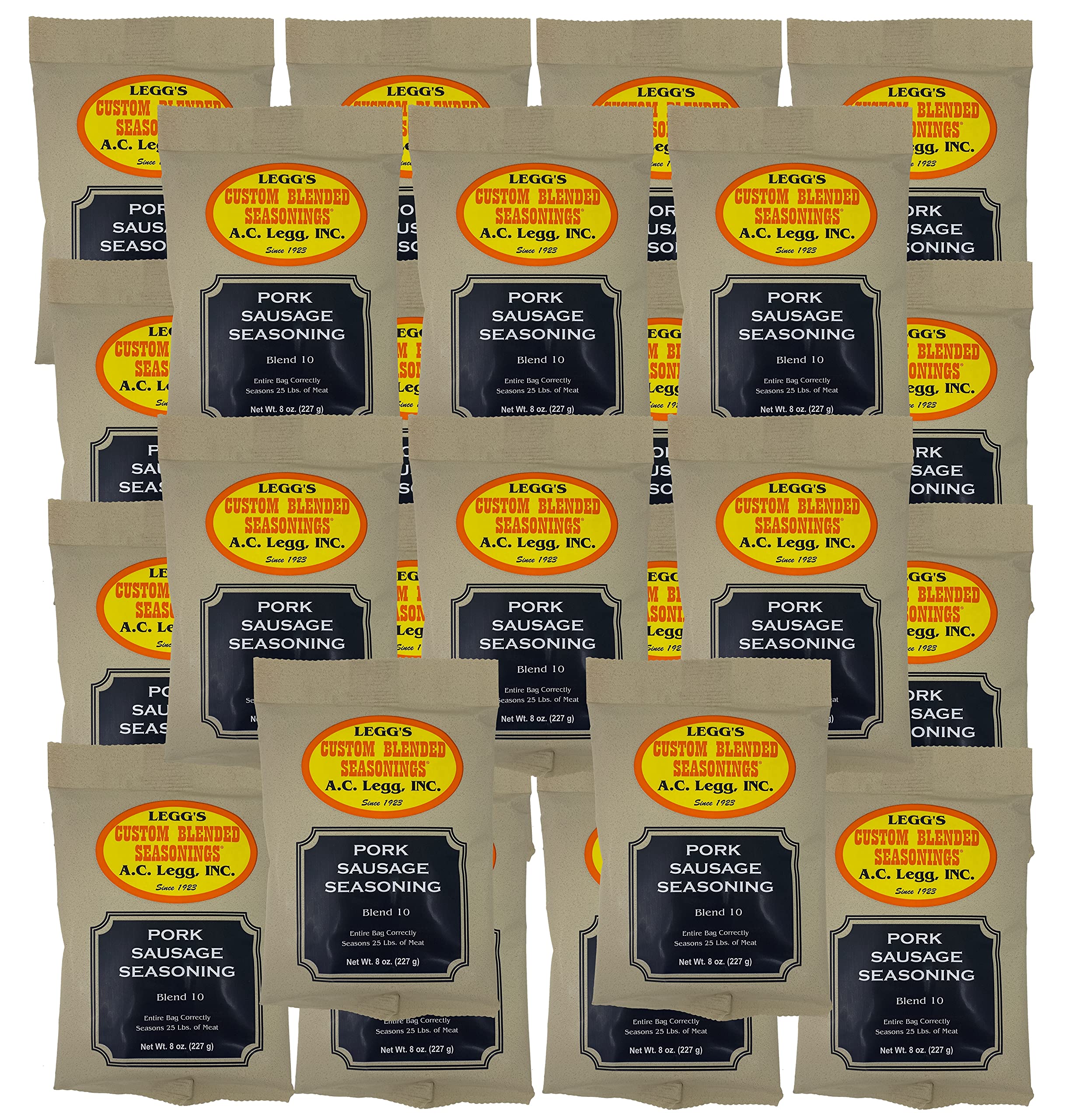 Condimento para salchichas AC Legg Blend 10, caja de 24 onzas