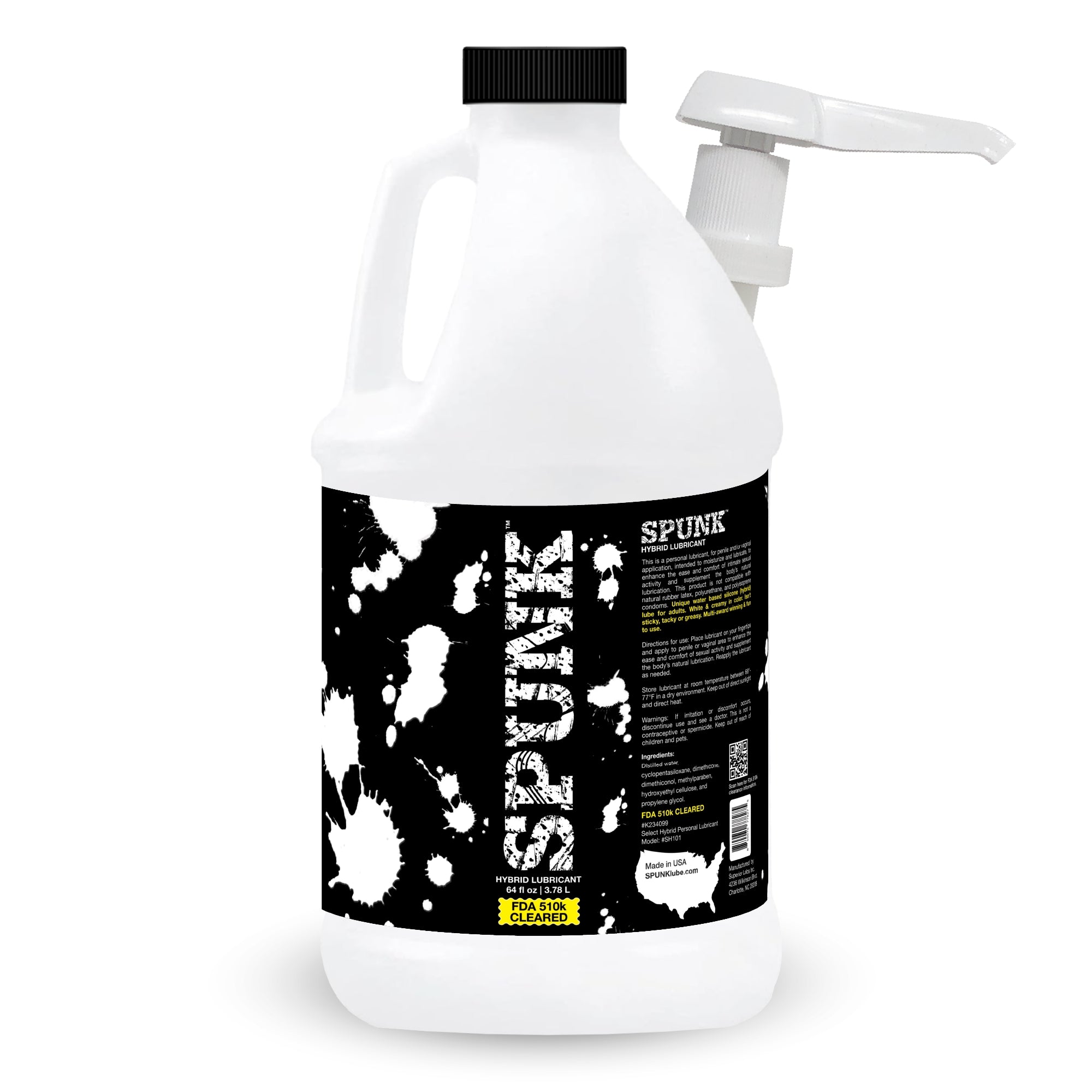 SPUNK Lube Hybrid Personal Lubricant - Water & Silicone Based, Safe for Toys & Condoms, 64 Fl Oz