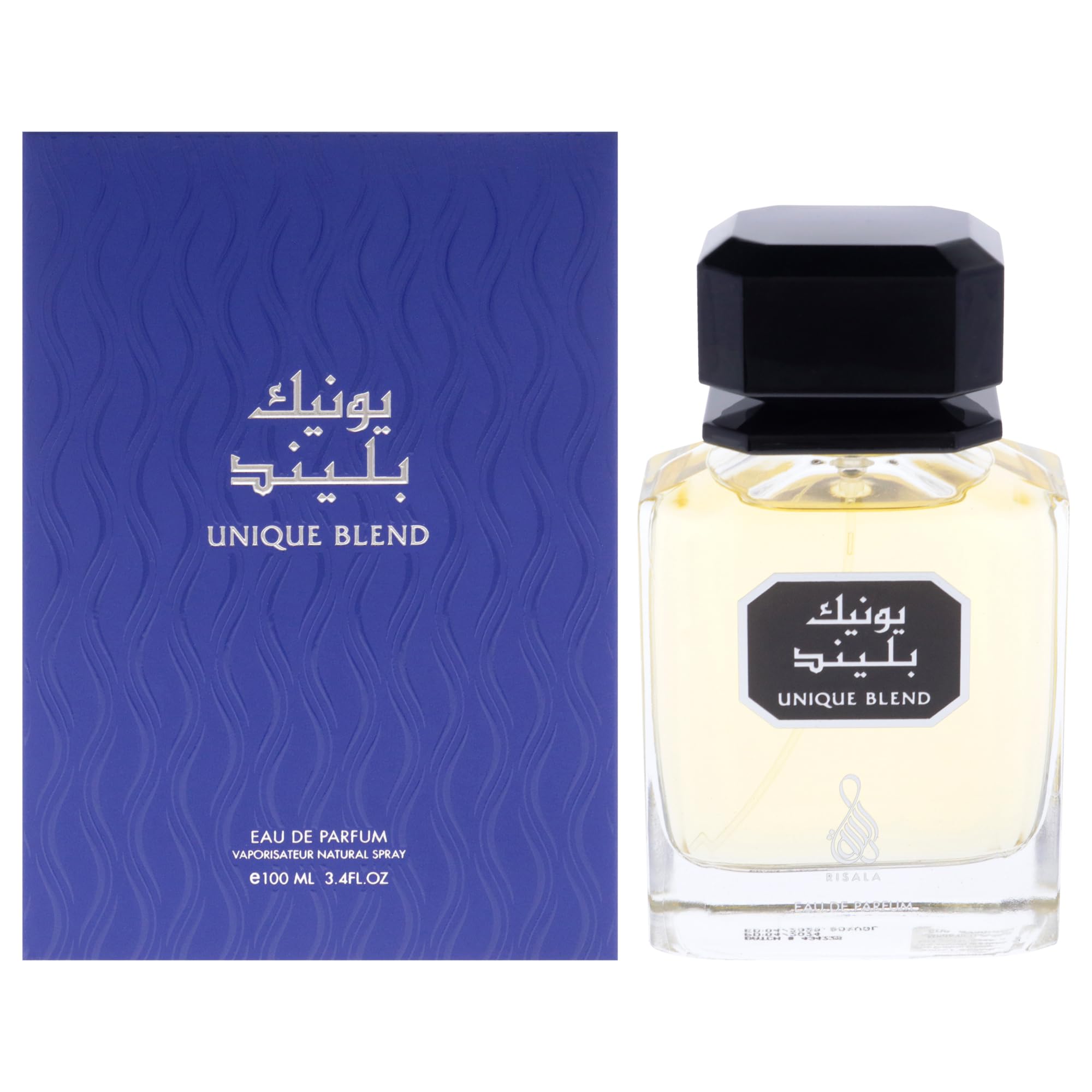 Risala Unique Blend Eau de Parfum Unisex, Woody Spicy Citrus Fragrance with Vetiver and Amber, 3.4 oz Spray