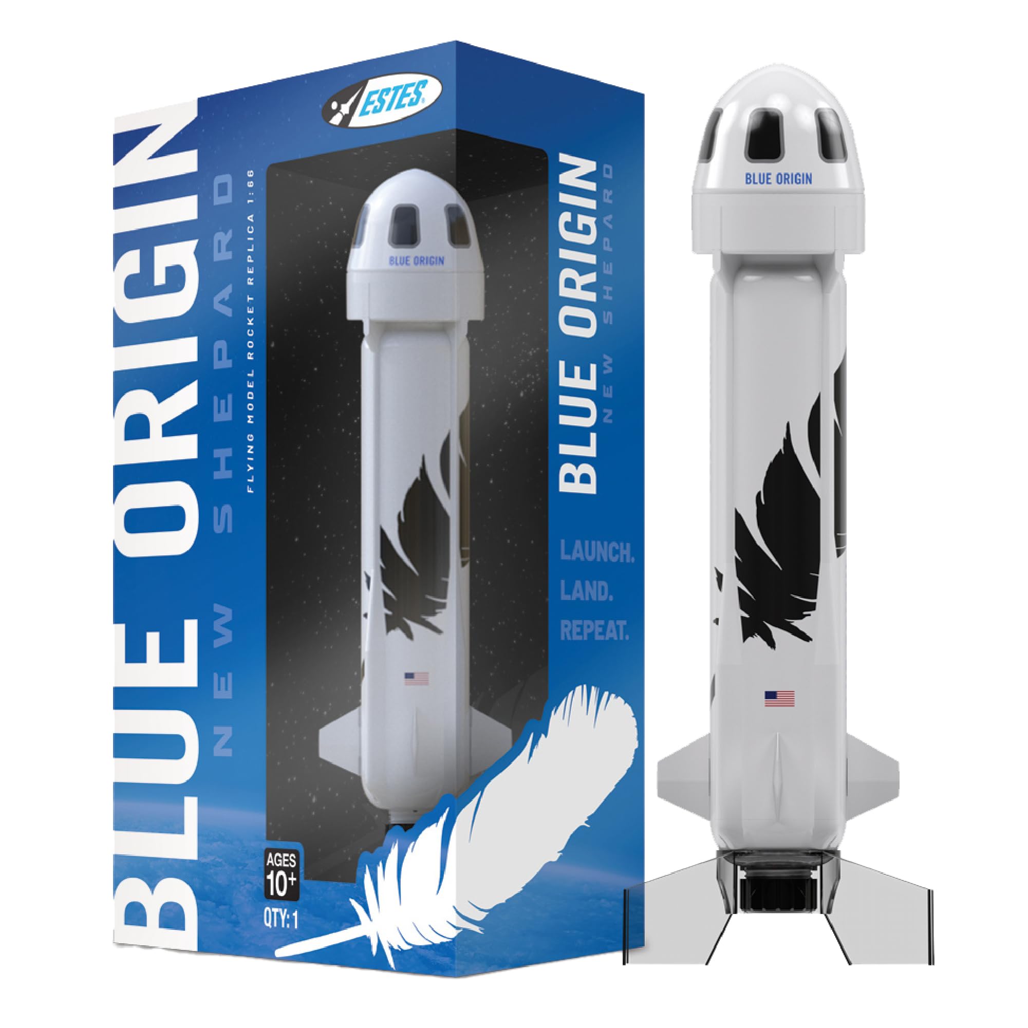 Estes 2198 Blue Origin New Shepard Rocket-Building Kit, Beginner Flying-Rocket-Model Kit