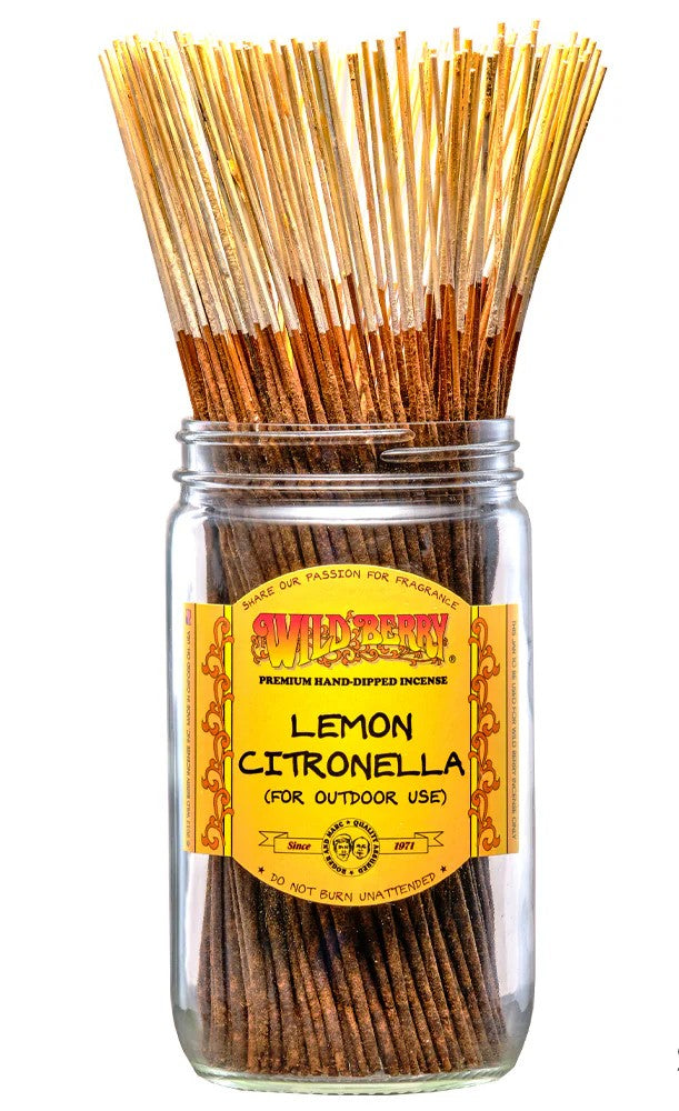 Wild Berry Citronella Lemon Incense Sticks, 100 Count Hand-Dipped Aromatic Incense