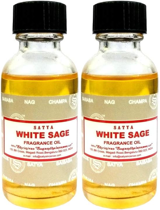 (Paquete de 2) Aceite aromático de salvia blanca Satya, 30 ml