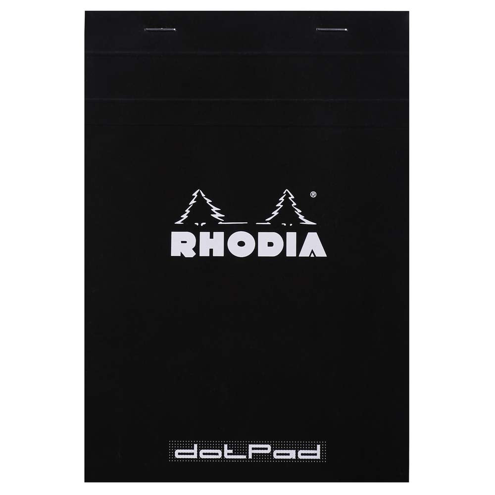 Rhodia Staplebound Notepad - Dot grid 80 sheets - 6 x 8 1/4 - Black cover