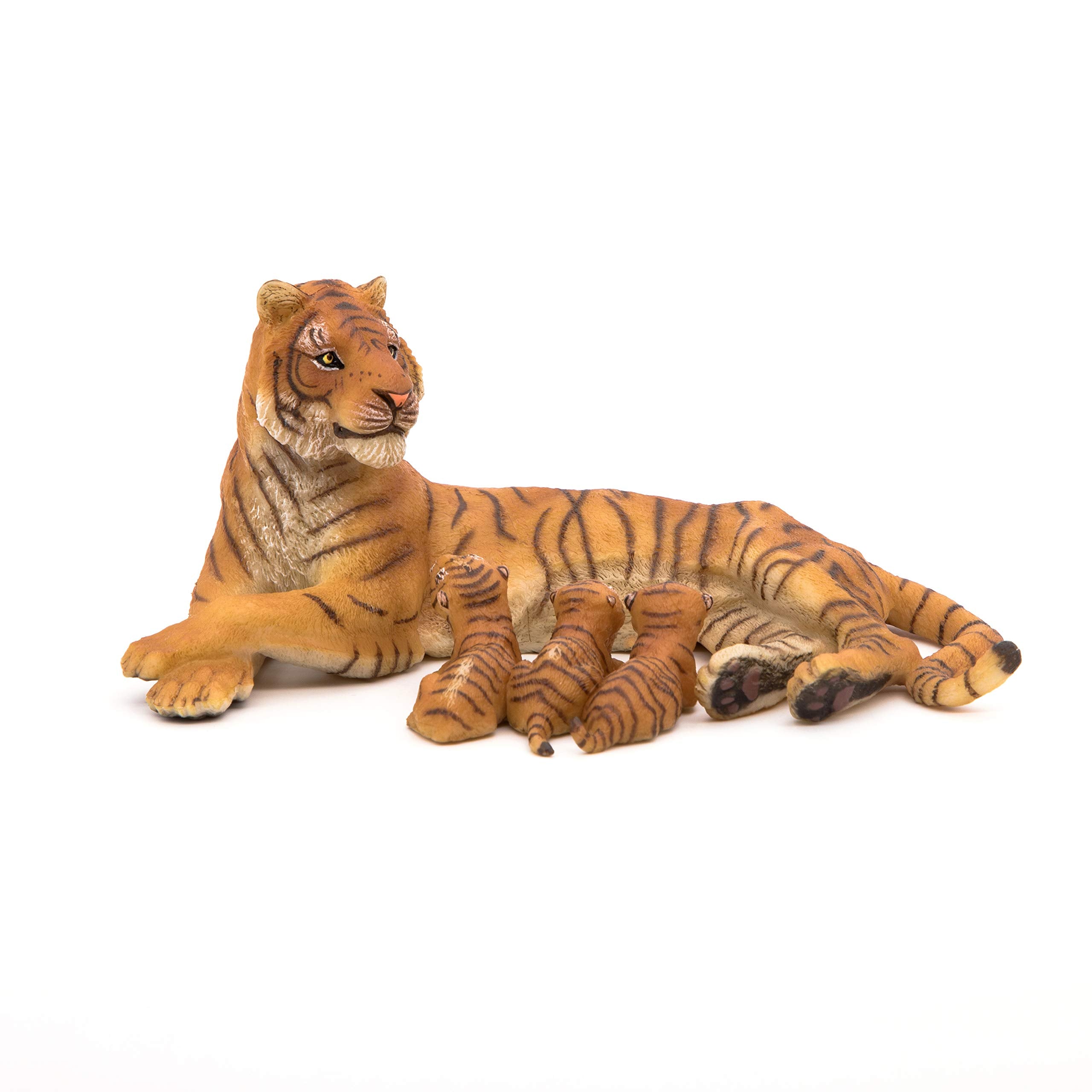Figura del reino animal salvaje de Papo, tigresa acostada amamantando