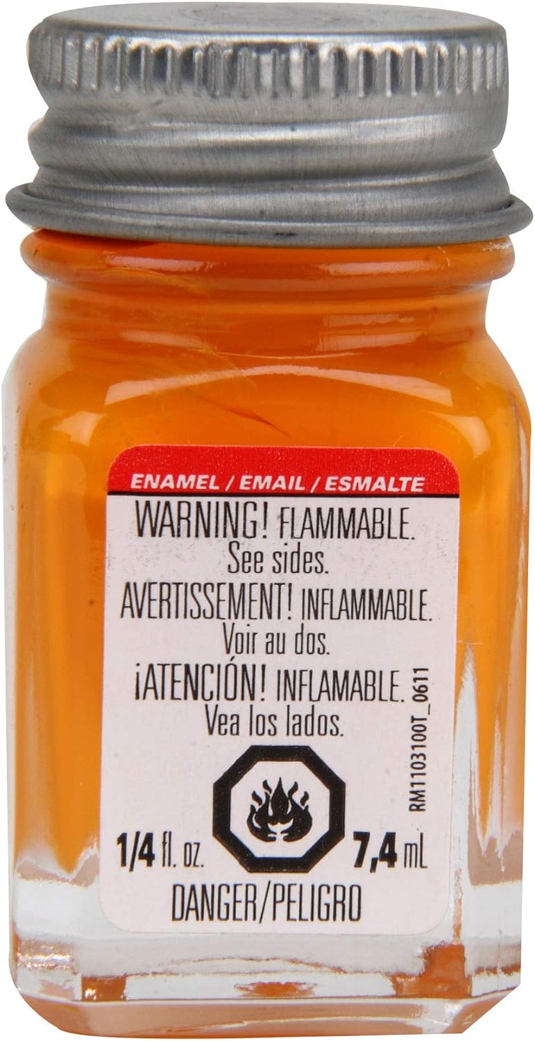 Pintura de esmalte Testors, color mandarina brillante, botella de 1/4 oz
