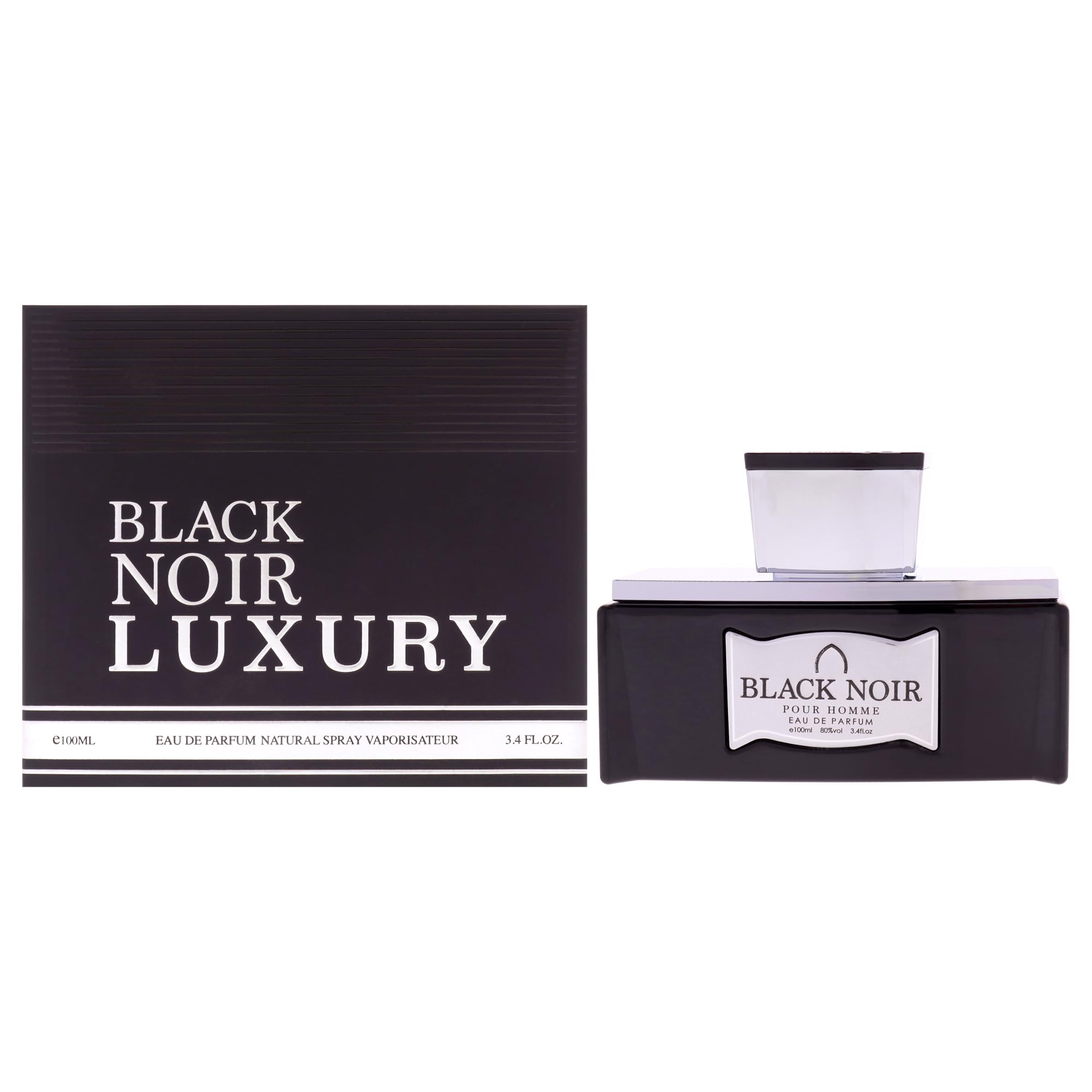 Khalis Black Noir Luxury Collection Eau de Parfum for Men, Oriental Floral Fragrance with Citrus Fresh Notes and White Musk, 3.4 oz Spray